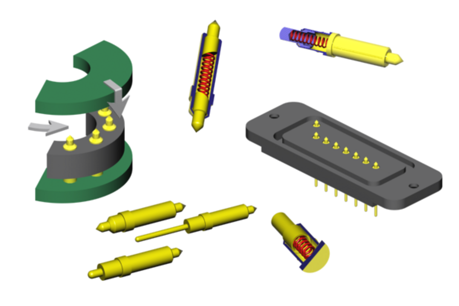 "Probe Pins" - spring contacts and contacts for connectors