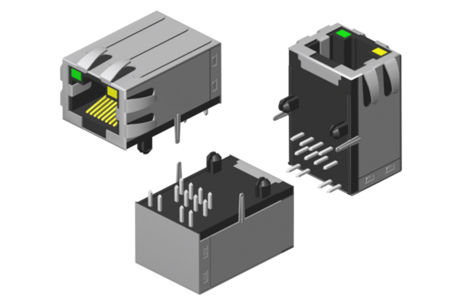 Side entry "Tab up" geschirmt ohne Erdungszungen, mit LED, mit Filter 10/100 Mbps & 10/100/1000 Mbps (RJ45)